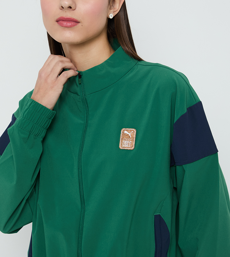 Color Block Loose Fit Zip Through Jacket