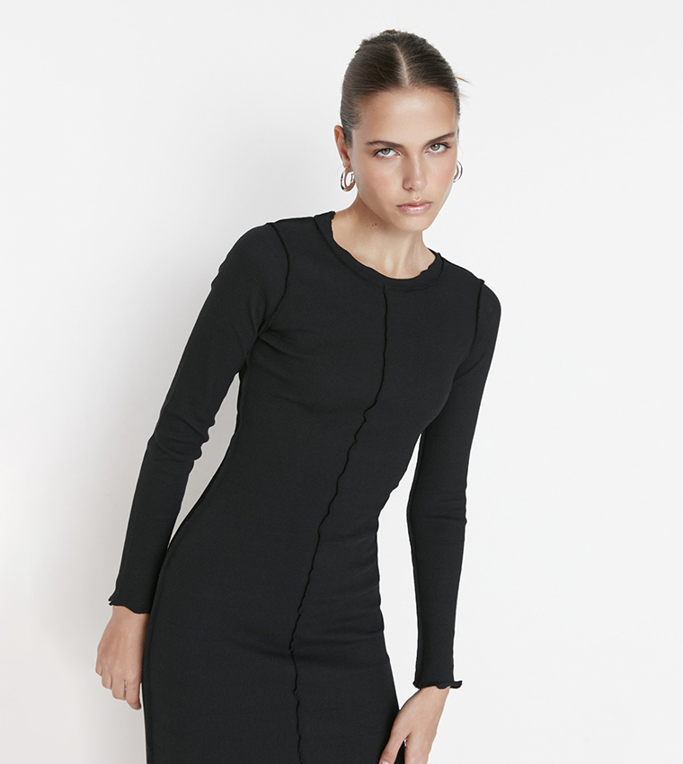 Buy Trendyol Midi Denim Skirt In Black | 6thStreet Qatar