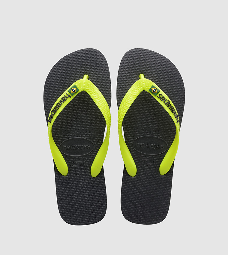 Havaianas brasil logo flip flops in yellow and green