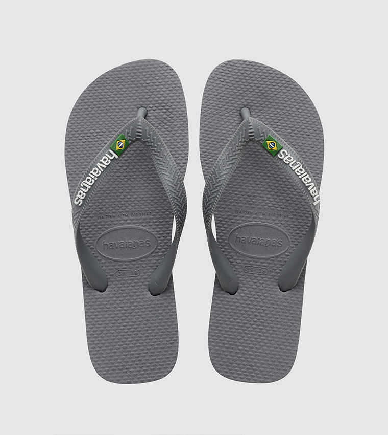 Buy Havaianas Brasil Logo Flip Flops In Grey