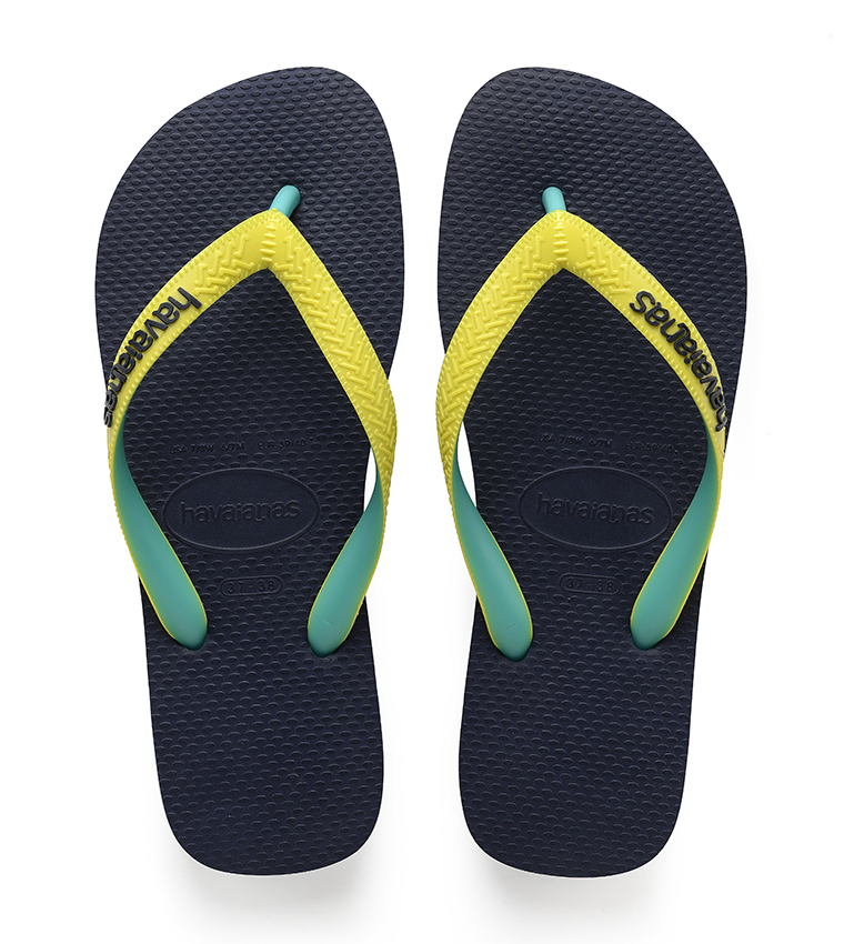 Logo Details Greek Key Pattern Strap Flip Flops - Yellow