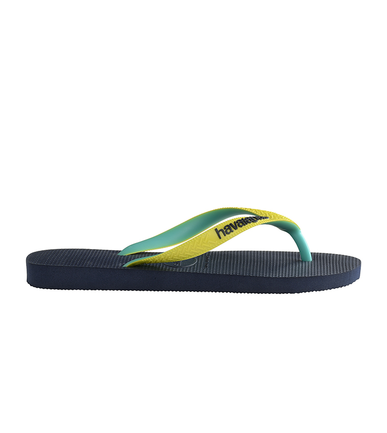 Logo Details Greek Key Pattern Strap Flip Flops - Yellow
