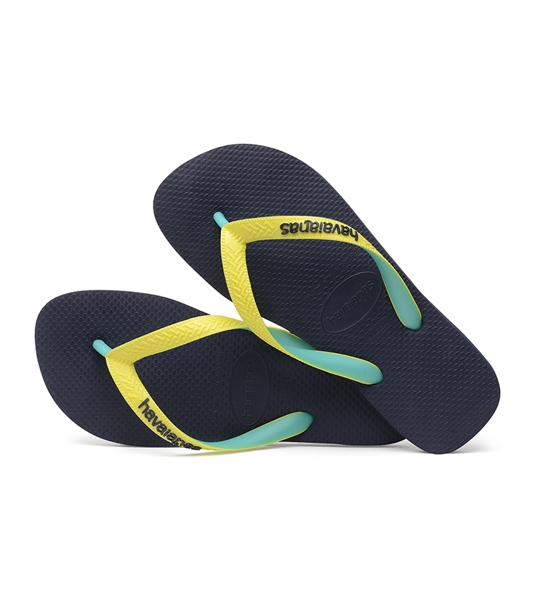 Logo Details Greek Key Pattern Strap Flip Flops - Yellow