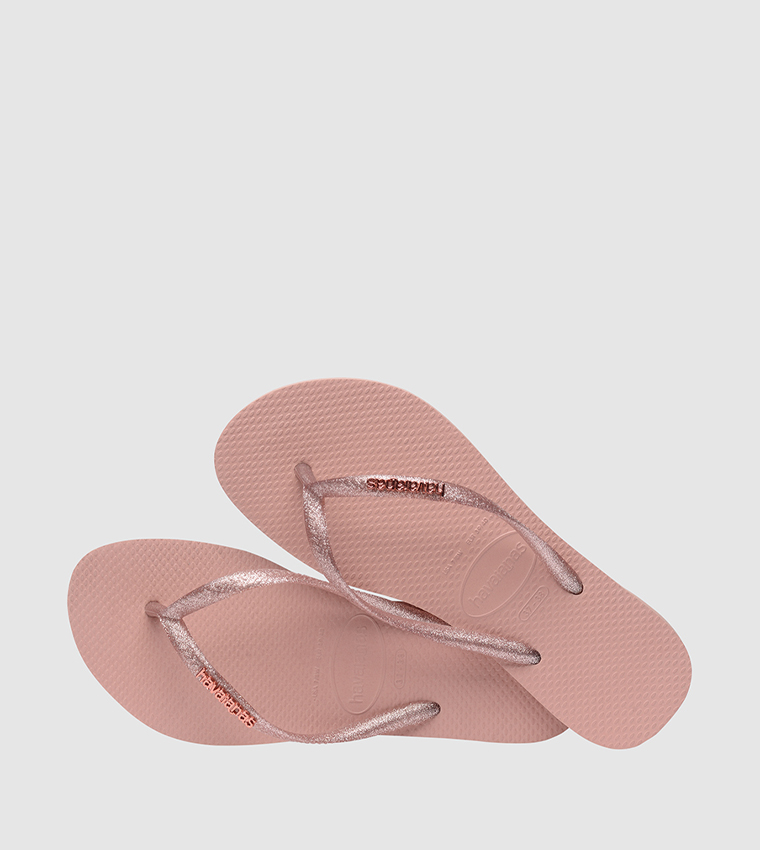 Slim Logo Metallic Flip Flops