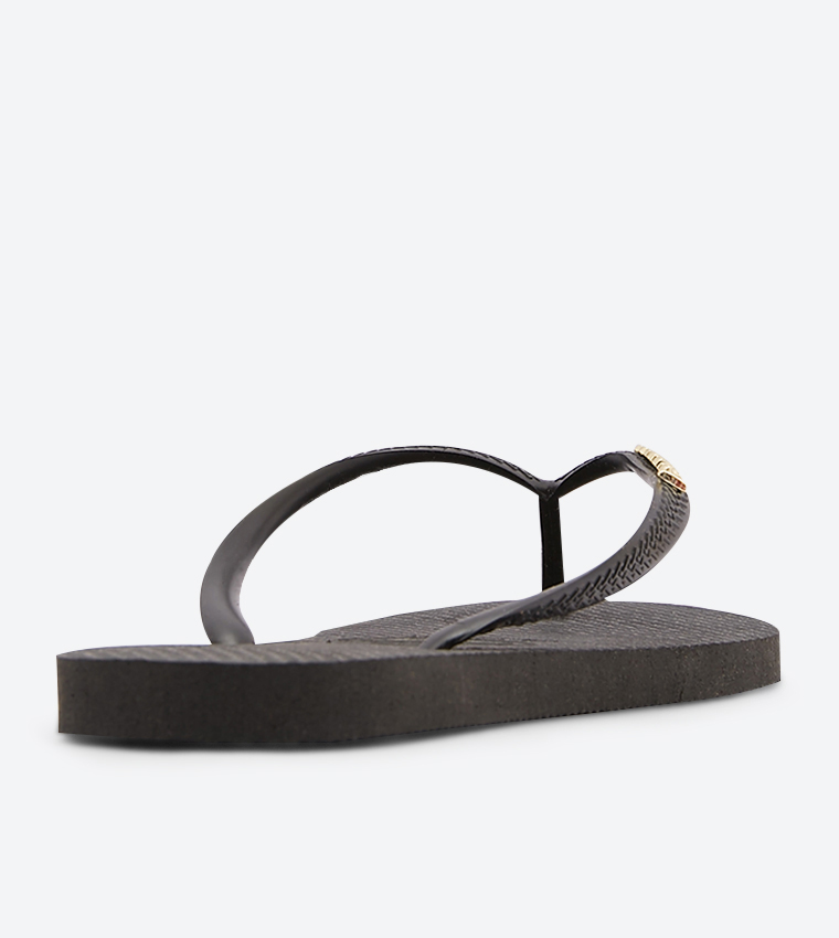 Slim Logo Metallic Detail Flip-Flops