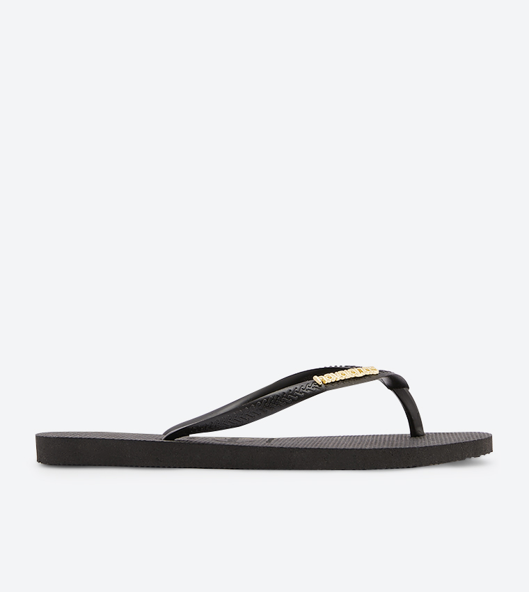 Slim Logo Metallic Detail Flip-Flops