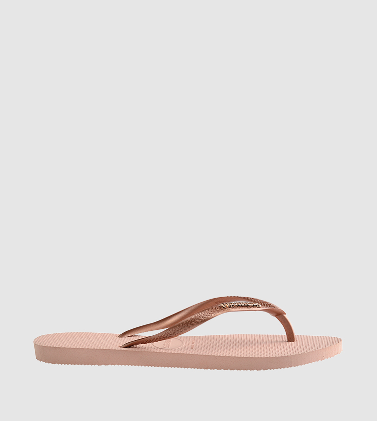 Slim Metallic Logo Flip Flops
