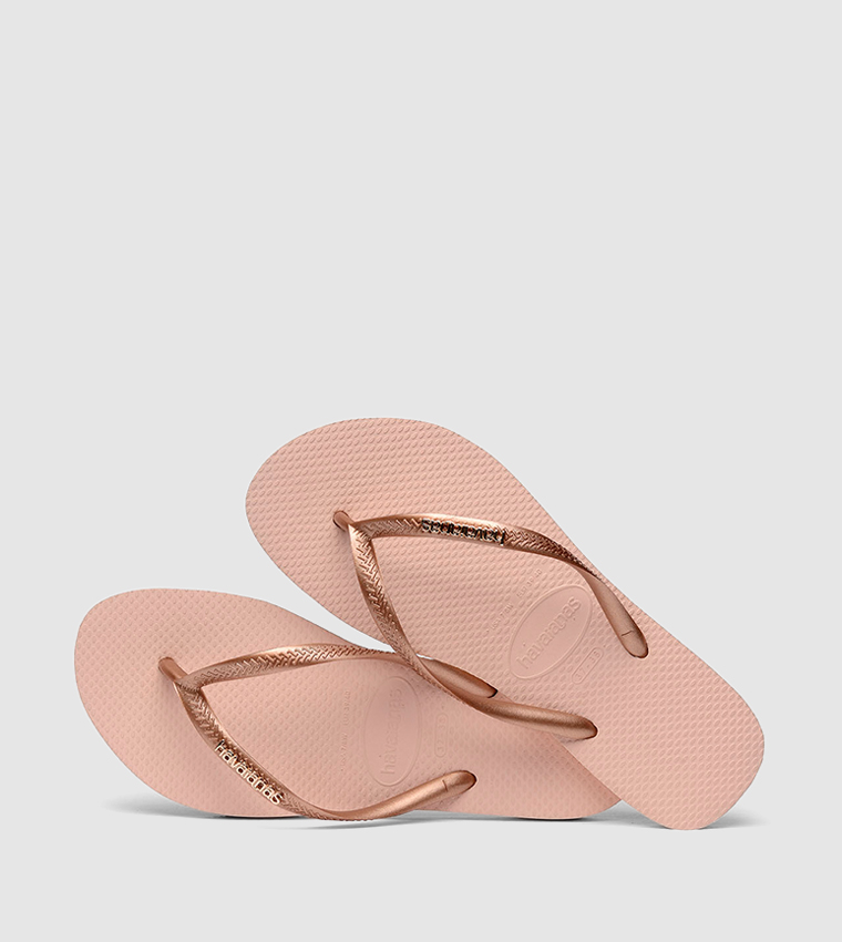 Slim Metallic Logo Flip Flops