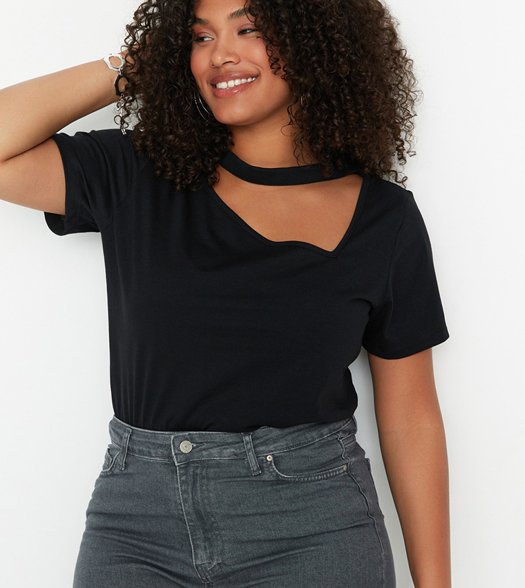 Cutout Detailed Knitted T-Shirt