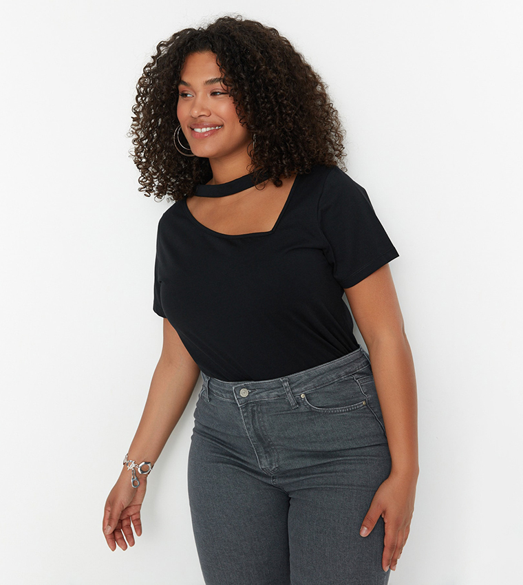 Cutout Detailed Knitted T-Shirt