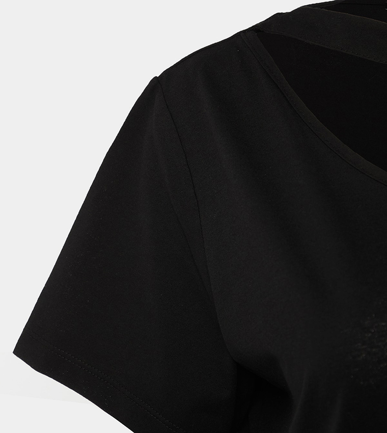 Cutout Detailed Knitted T-Shirt