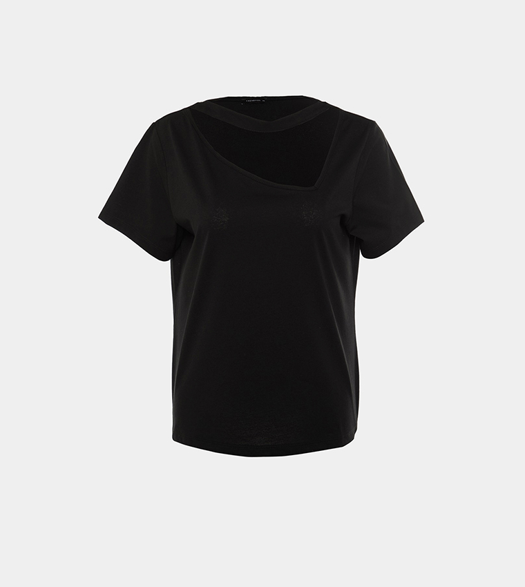 Cutout Detailed Knitted T-Shirt