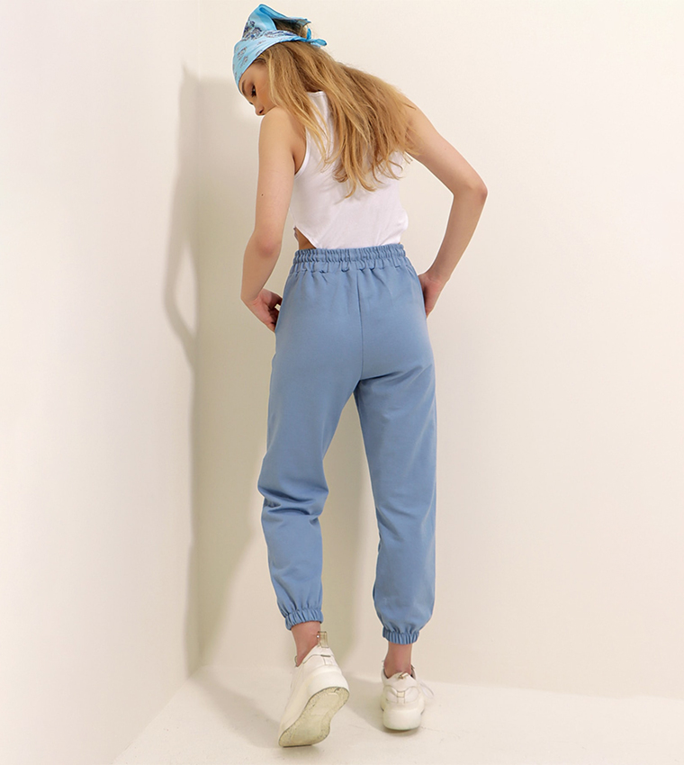 Drawstring Waist Two Yarn Sweatpants 