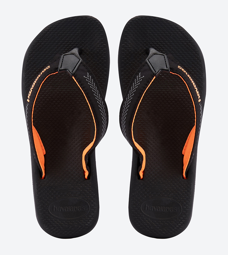 Buy Havaianas Round Toe Surf Pro Flip Flops Black In Black