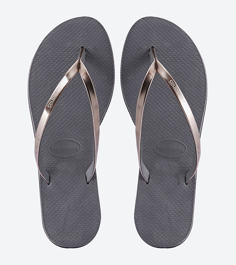 Buy Havaianas Open Toe You Metallic Flip Flops In Grey 6thStreet UAE