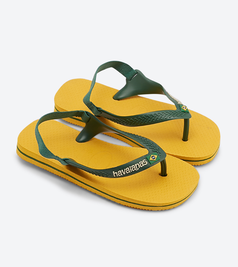 light yellow flip flops