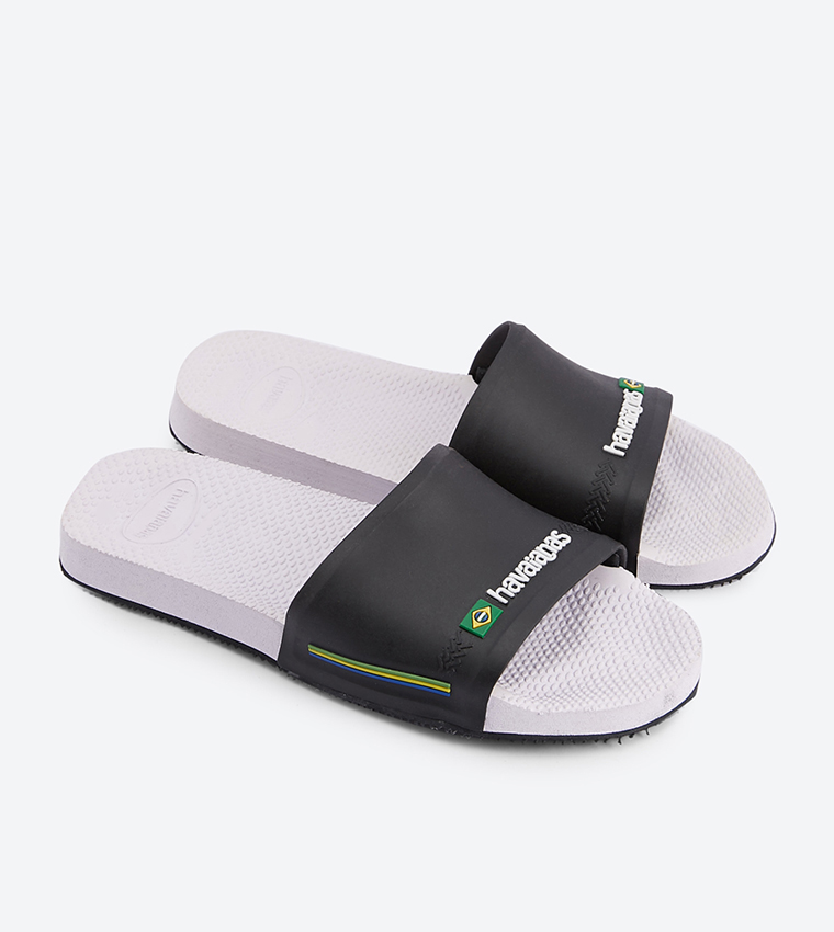 Printed Open Toe Brasil Slides