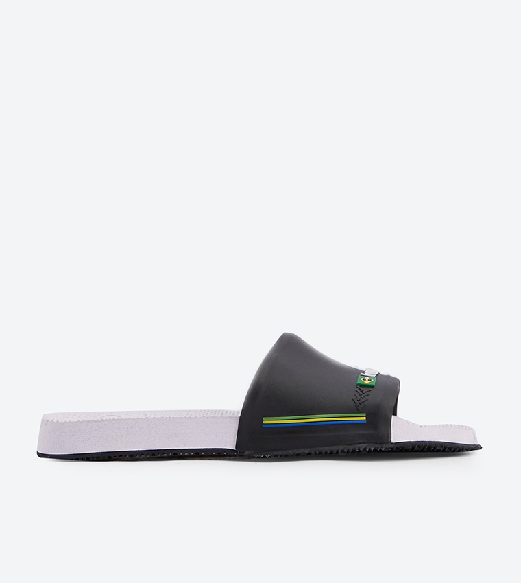 Printed Open Toe Brasil Slides