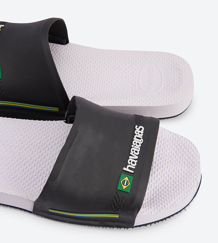Printed Open Toe Brasil Slides