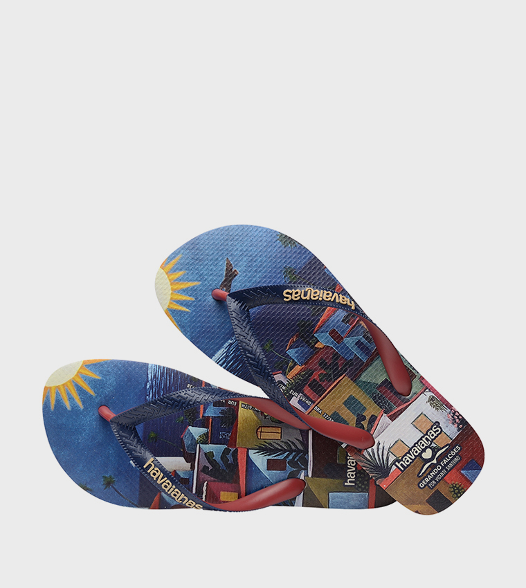 Gerando Falcoes Printed Thong-Strap Flip-Flops