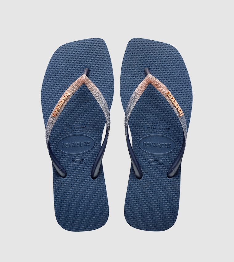 Slim Square Toe Glitter Flip-Flops
