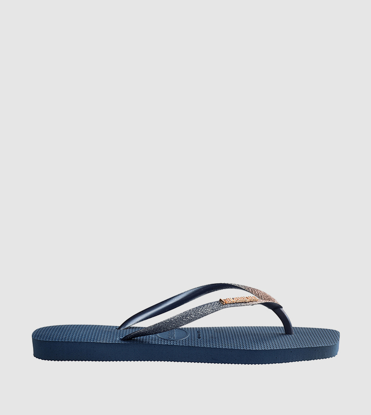 Slim Square Toe Glitter Flip-Flops