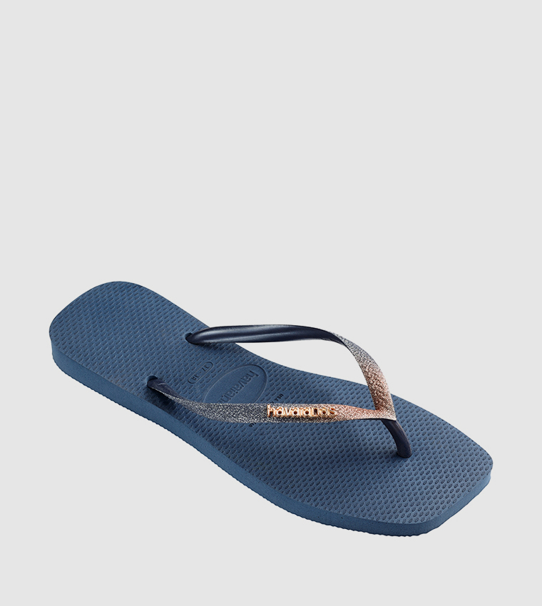 Slim Square Toe Glitter Flip-Flops
