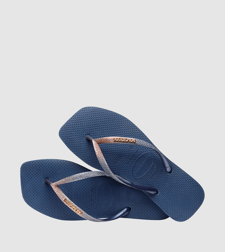 Slim Square Toe Glitter Flip-Flops