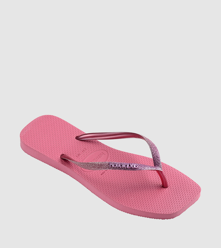 Slim Square Toe Glitter Flip-Flops