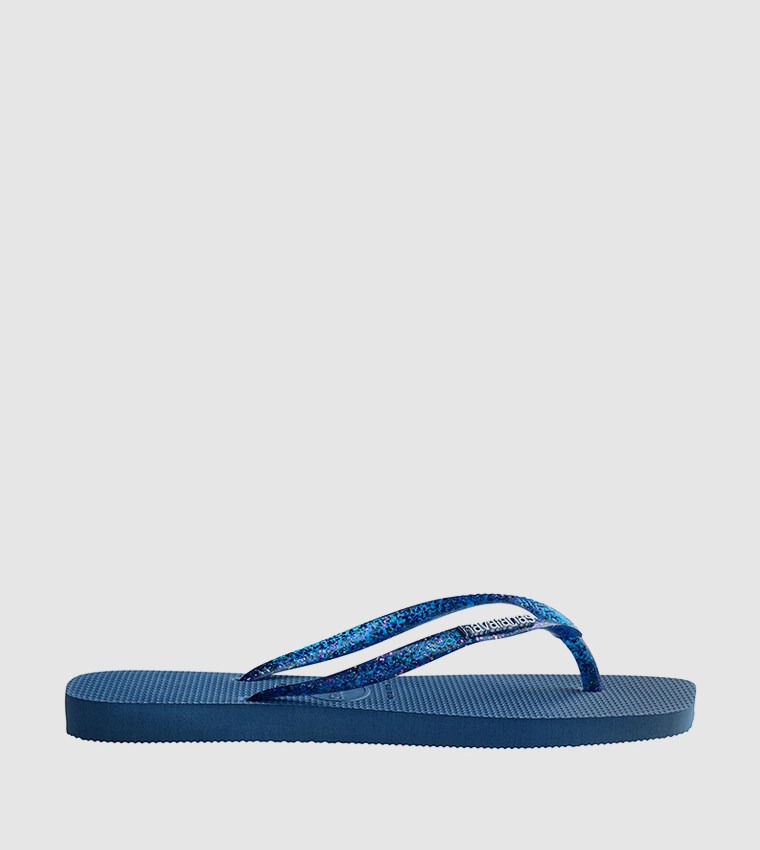 Slim Square Toe Logo Metallic Flip-Flops