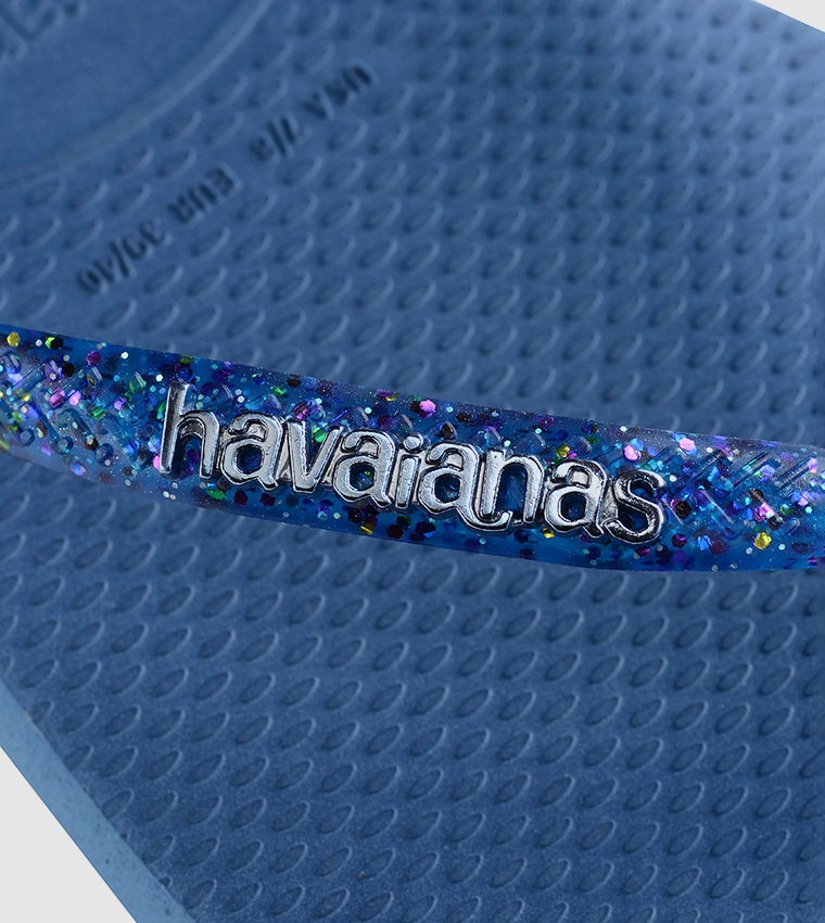 Slim Square Toe Logo Metallic Flip-Flops