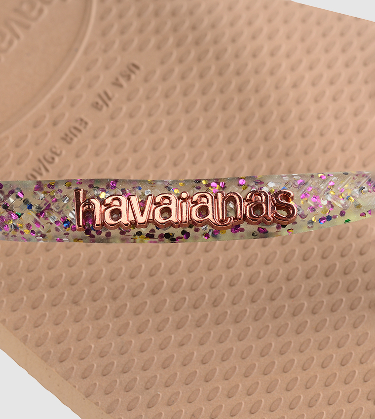 Slim Square Toe Logo Metallic Flip-Flops