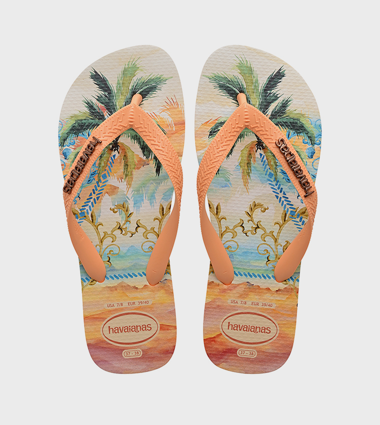 Top Tropicalia Vibes Printed Flip-Flops