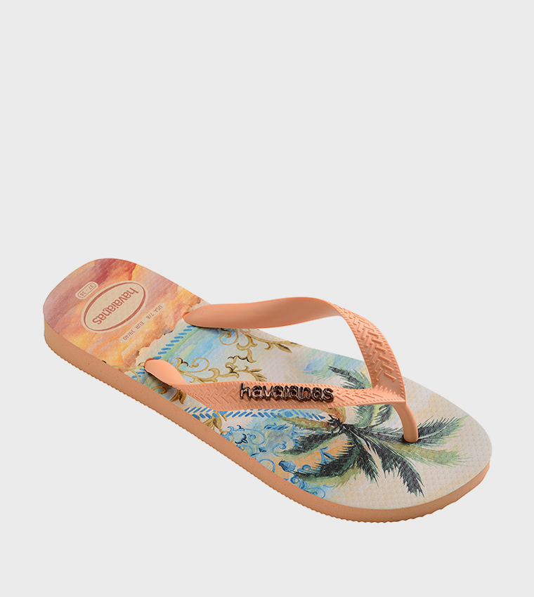Top Tropicalia Vibes Printed Flip-Flops