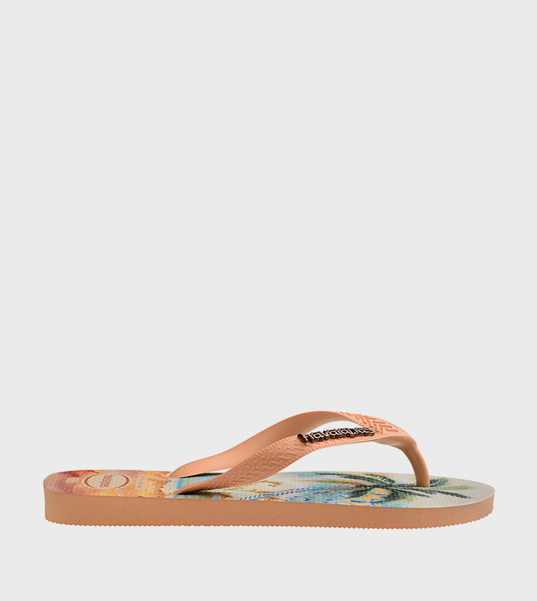 Top Tropicalia Vibes Printed Flip-Flops