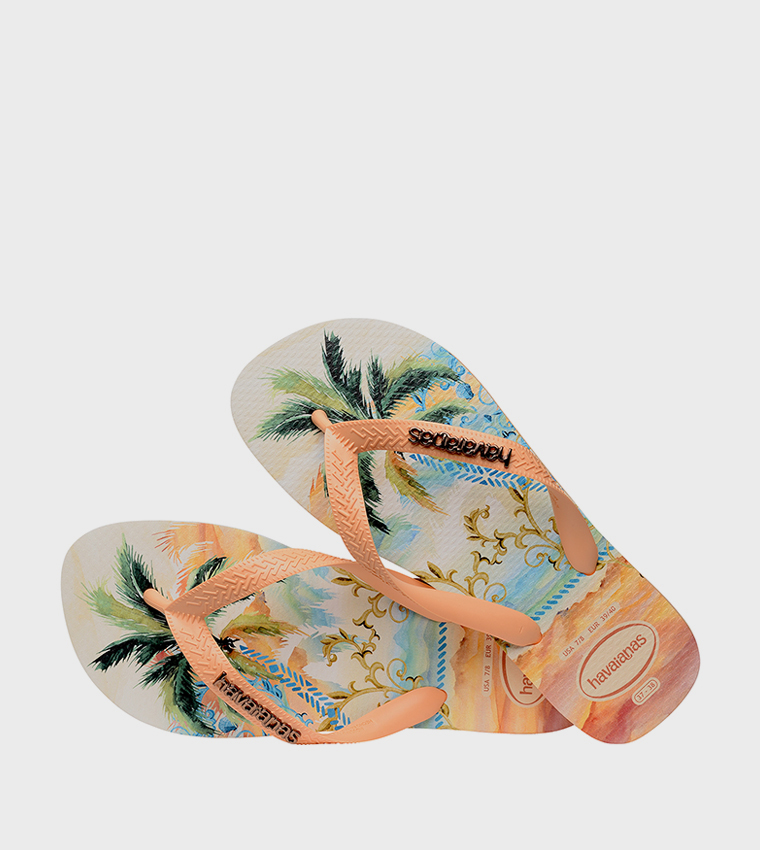 Top Tropicalia Vibes Printed Flip-Flops