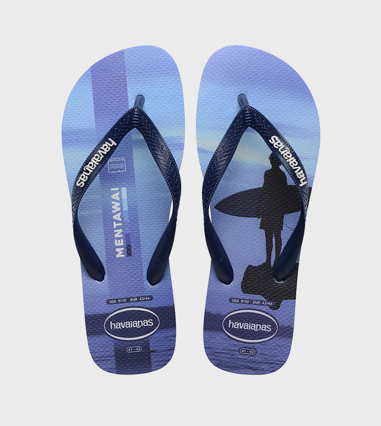 Top Surfer I Printed Thong-Strap Flip-Flops
