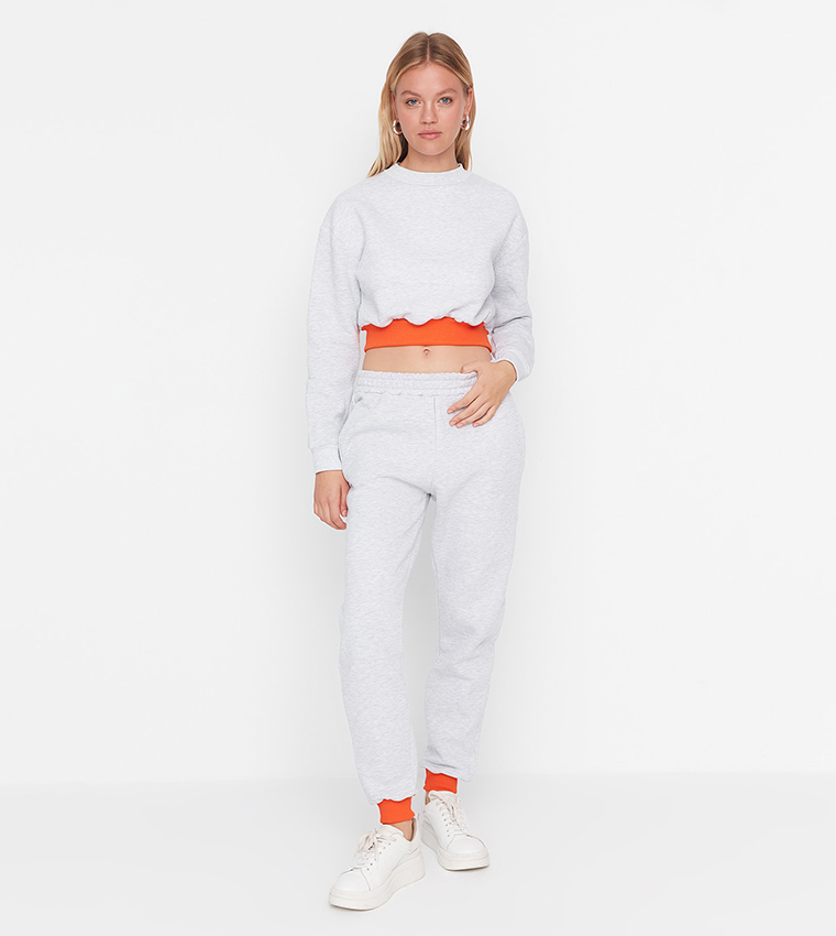 Color Block Tracksuit And Flare Pants Set (Black) main image 0
