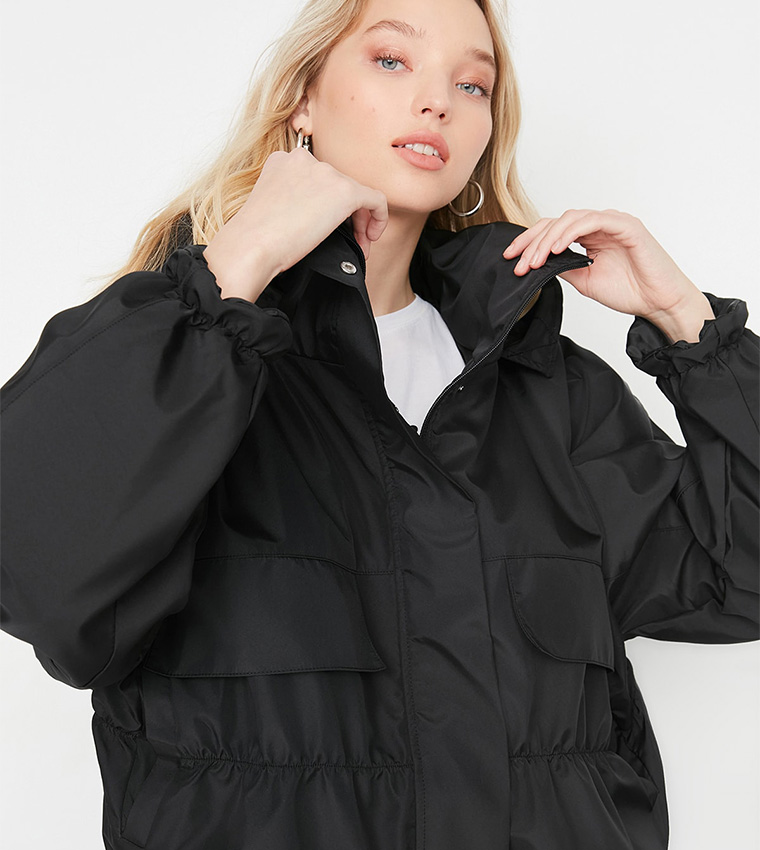 Buy Trendyol Oversized Hooded Down Jacket In Black | 6thStreet Kuwait