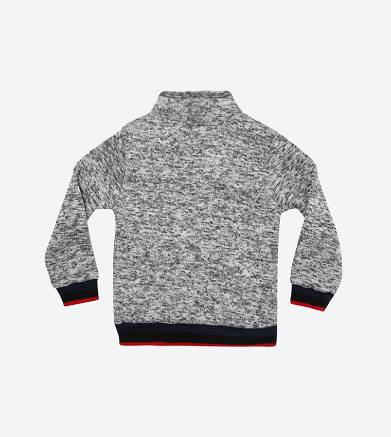 Long Sleeve High Neck Sweatshirt - Grey