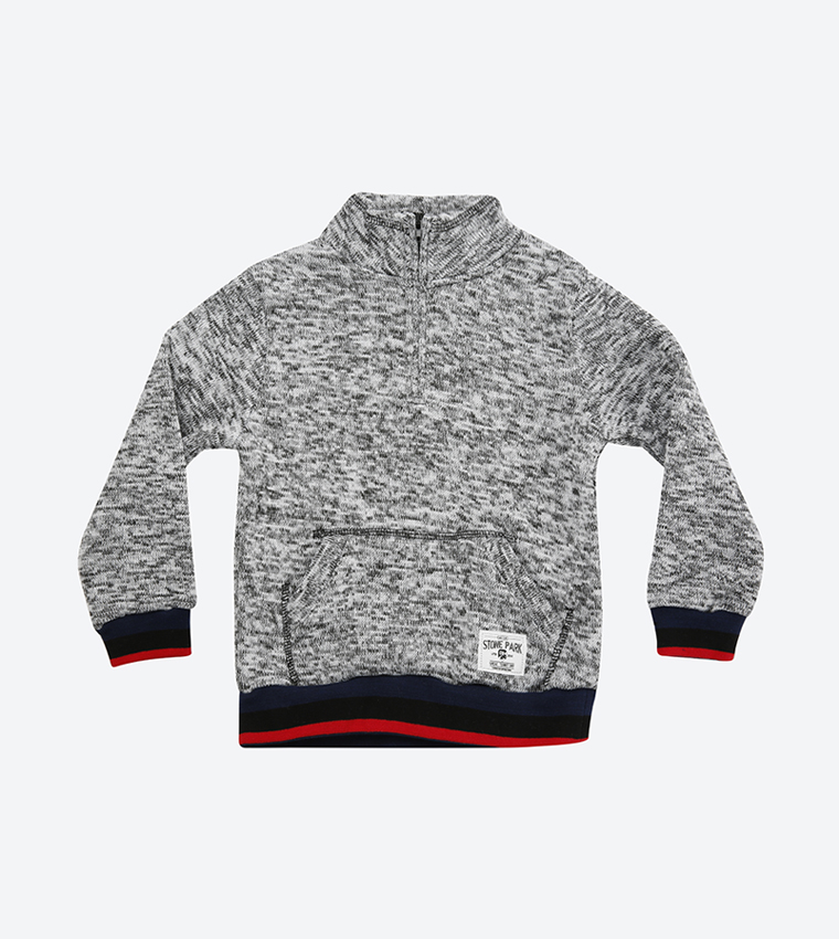 Long Sleeve High Neck Sweatshirt - Grey