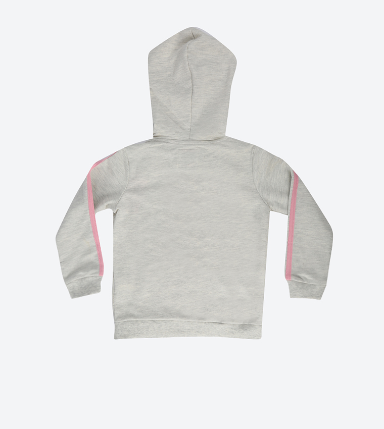 Ribbed Long Sleeve Hooded Sweatshirt - Grey