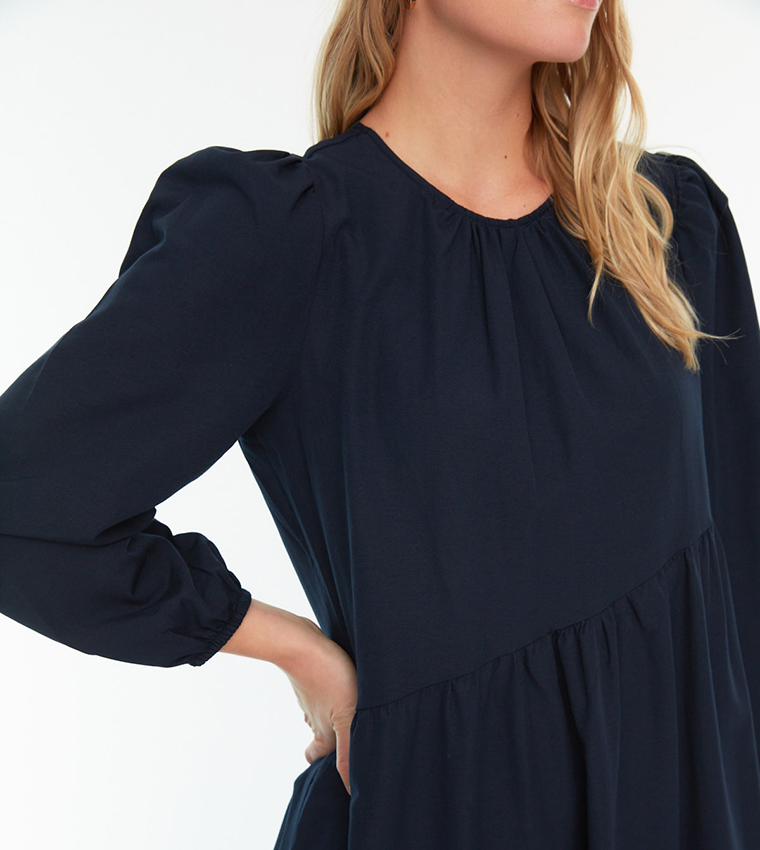 Solid Ruffle Woven Maxi Dress