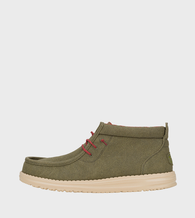 Wally Mid Waxed Canvas Lace-Up Boots