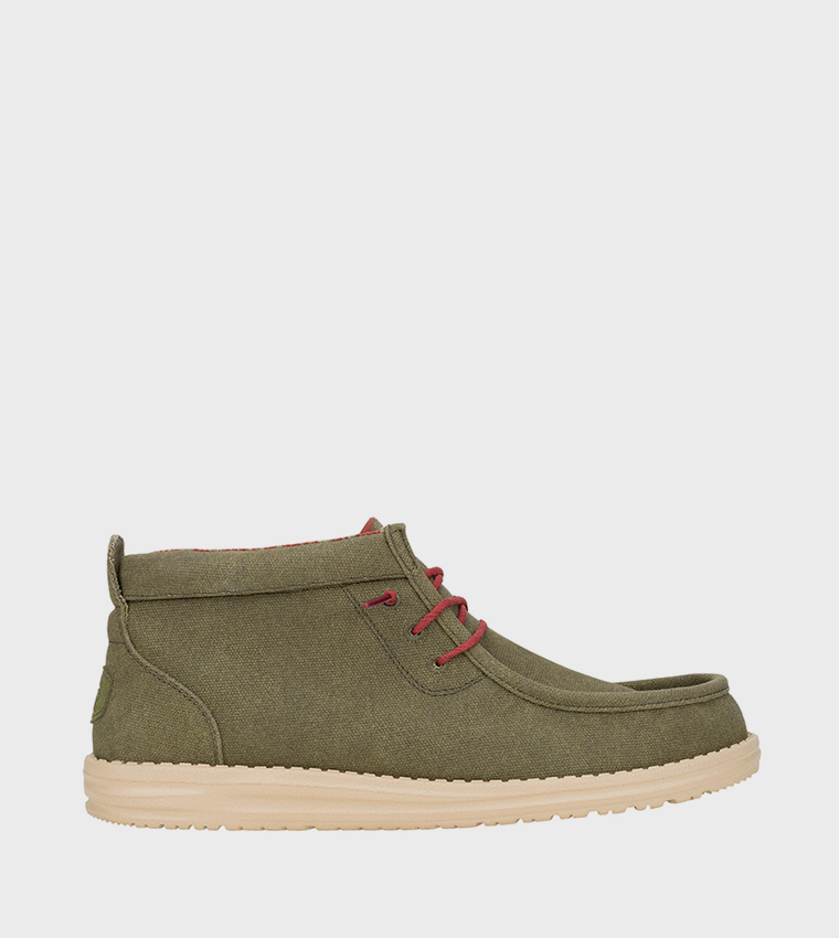 Wally Mid Waxed Canvas Lace-Up Boots