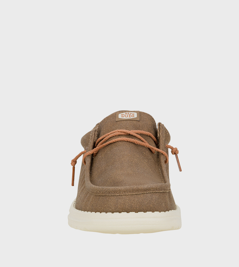 Wally Waxed Logo Badge Canvas Slip-On Shoes