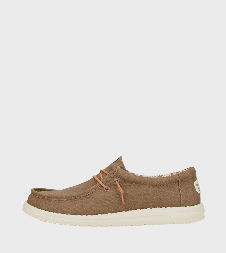 Wally Waxed Logo Badge Canvas Slip-On Shoes