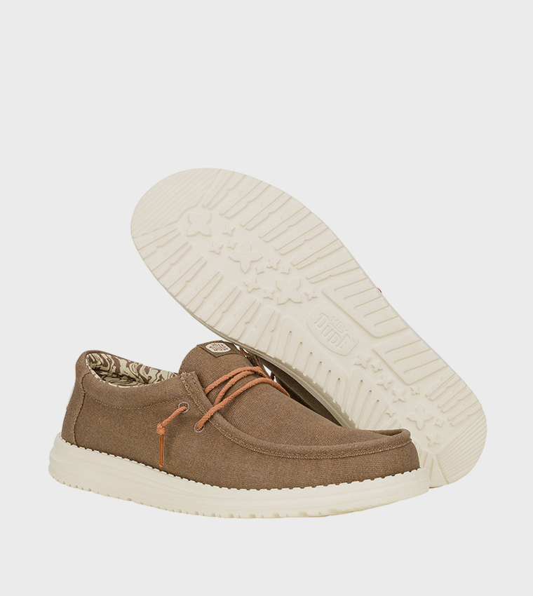 Wally Waxed Logo Badge Canvas Slip-On Shoes
