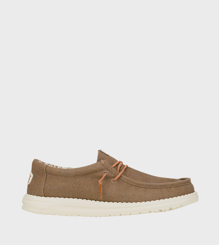 Wally Waxed Logo Badge Canvas Slip-On Shoes