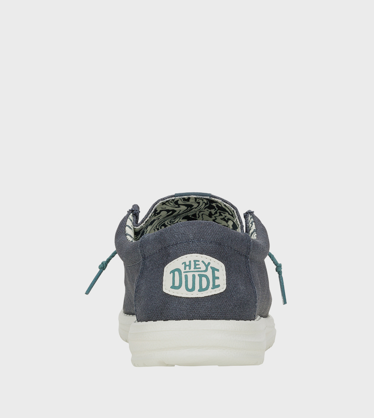 Wally Waxed Logo Badge Canvas Slip-On Shoes
